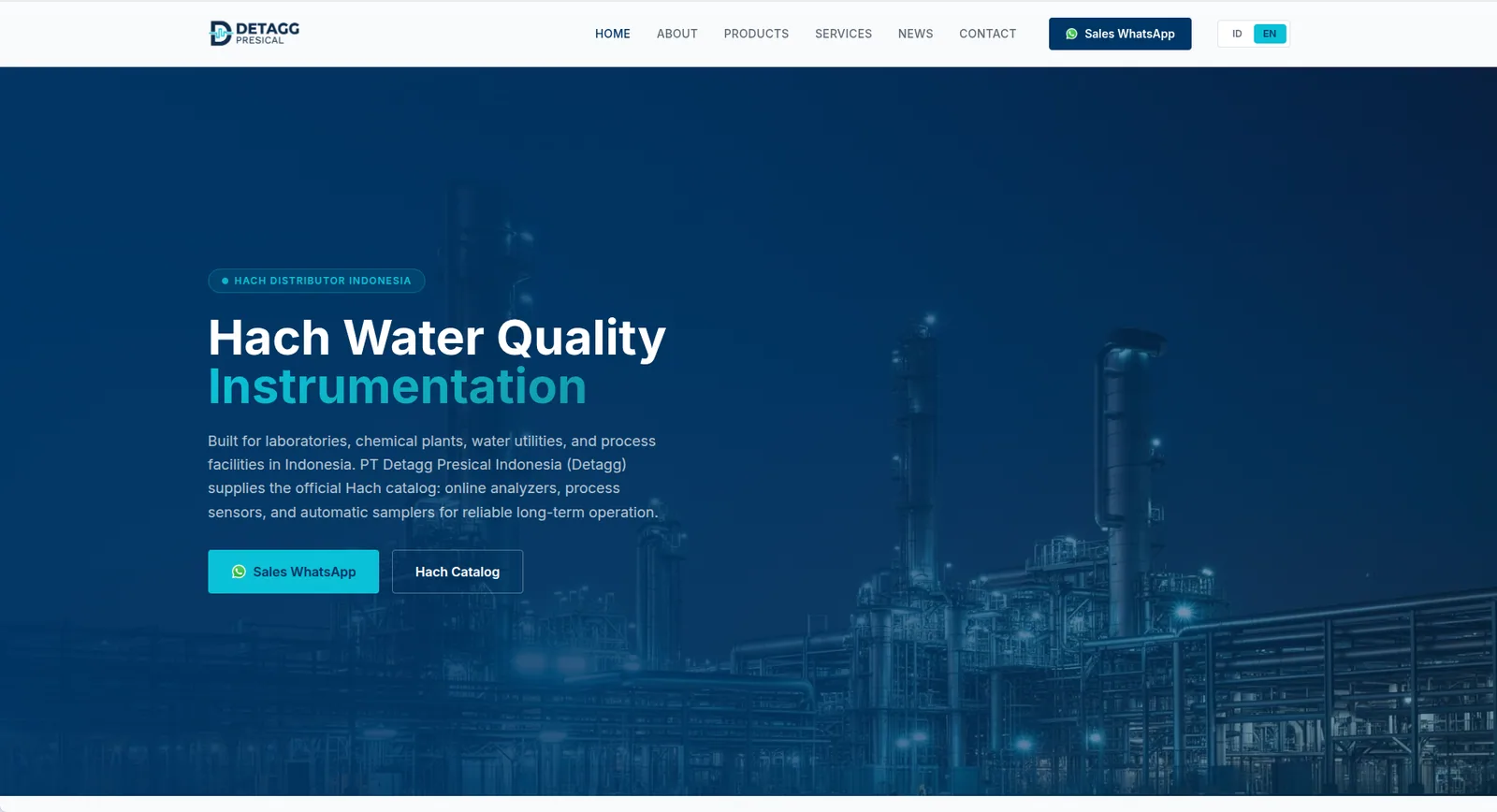 Homepage Detagg Presical untuk solusi instrumen kualitas air Hach
